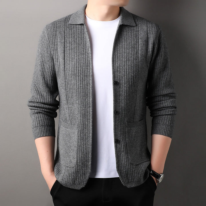 Men's Slim Fit Knitted Cardigan - Youthful Style