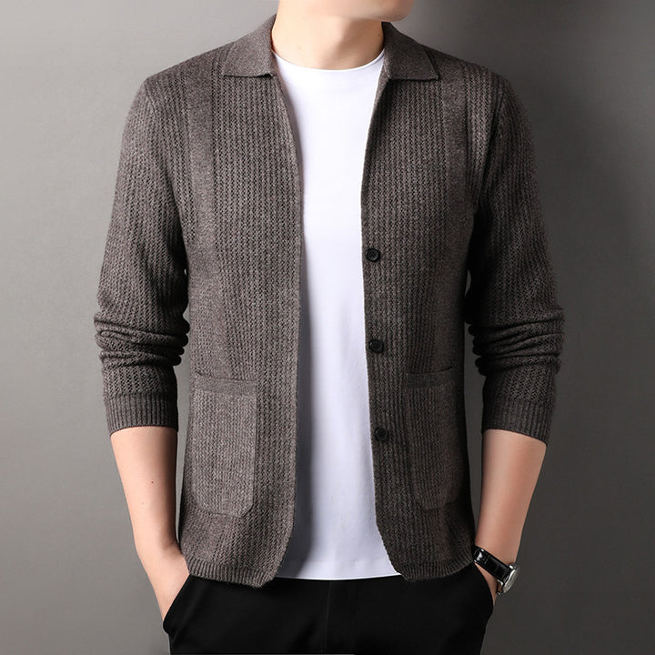 Men's Slim Fit Knitted Cardigan - Youthful Style