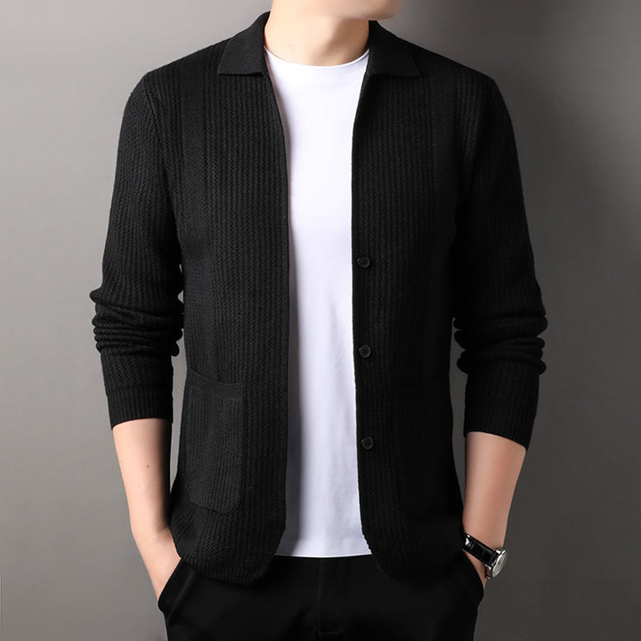 Men's Slim Fit Knitted Cardigan - Youthful Style